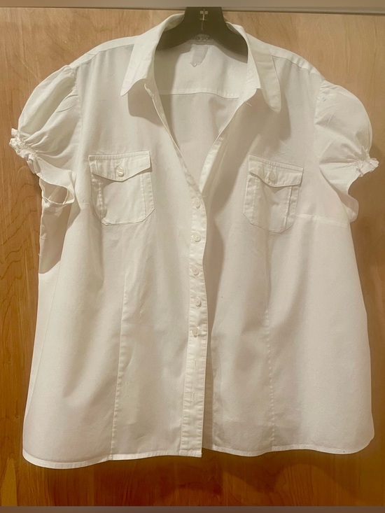 Caren Sport Tops - Caren Sport White Short Sleeve Button-Down Shirt
